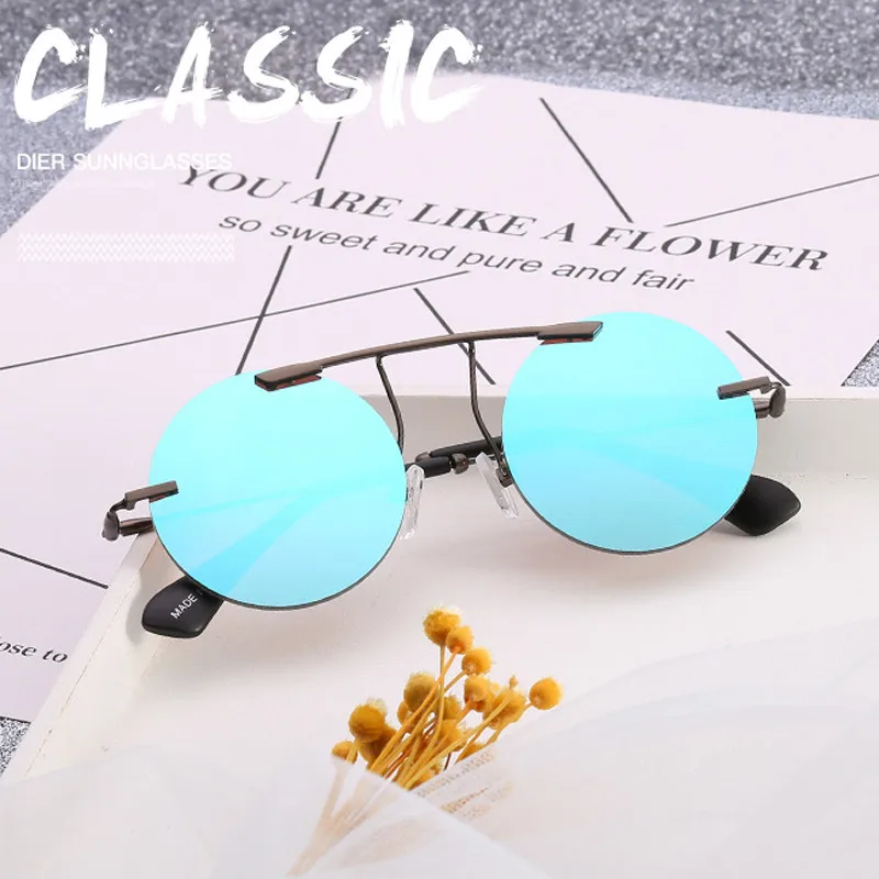 

Round Lens Frameless Steampunk Sunglasses Women Men Brand Designer UV400 Eyewear Quality Ladies Shades lunette