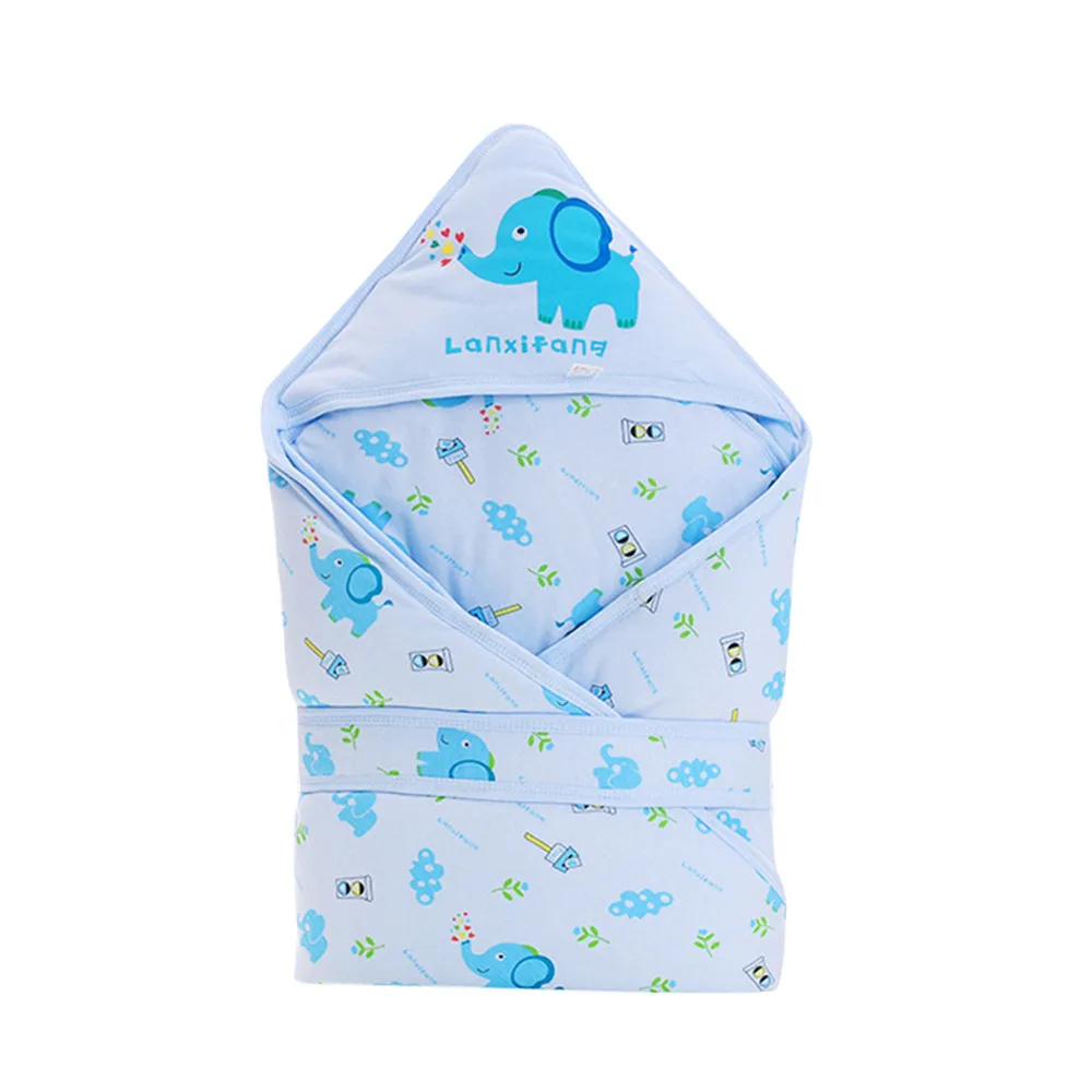 Хлопковое детское одеяло для девочек и мальчиков; пеленка с капюшоном и принтом животных для новорожденных