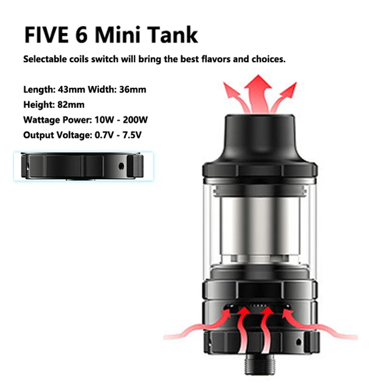 KangerTech FIVE 6 Mini RTA обслуживаемый атомайзер 4 мл 0 Ом катушка для Kanger Spider Mod Green|rta rebuildable
