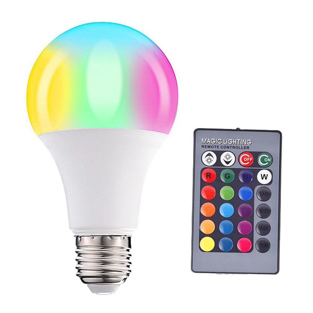 RGBW светодиодный светильник лампа 3W 5W 10W E27 110V 220V Дистанционное 16 Цвета Diming ночной