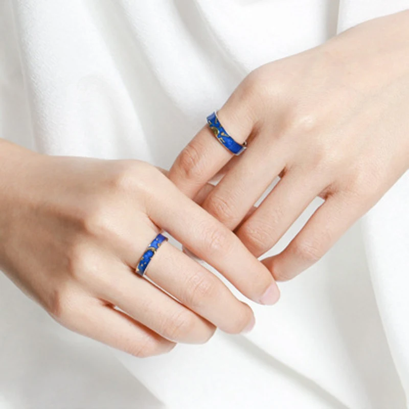 Qevila Real 925 Sterling Silver Rings Moon and Sun lover Ring for Women Couple Engagement Unique Ring Jewelry Gifts Female Boho  (2)
