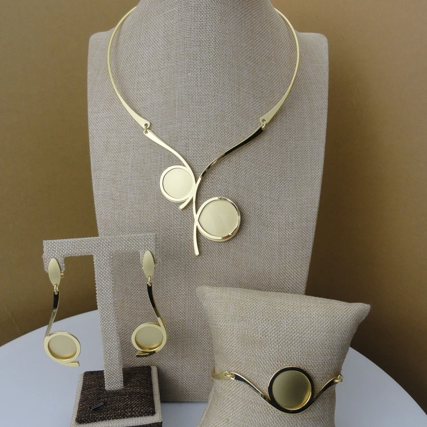 

Yuminglai 2019 Dubai African Gold Jewelry Fashion 24 Carat Gold C jewelry set FHK6465