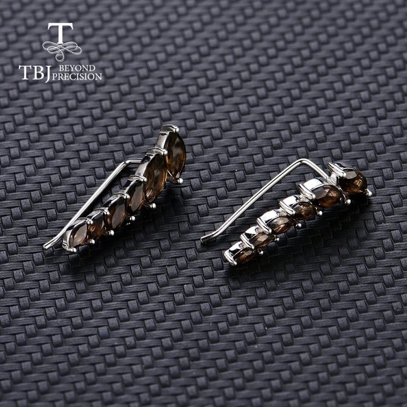 TBJ, дымчатый кварцевая серьга природных драгоценных камней простой элегантный дизайн 925 серебро ювелирных украшений для женщин годовщина
