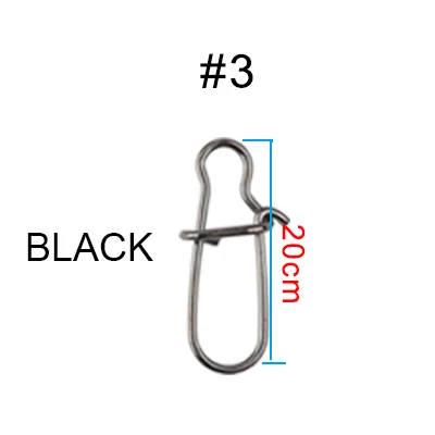 DAGEZI, 100 шт./лот, нержавеющая сталь, поворотные, с защелкой, штырь, Вертлюг, безопасная защелка, твердые кольца, Черный рыболовный разъем - Цвет: 3