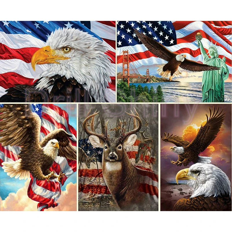 

DIY 5d Diamond Painting Eagle soars, american flag deer Cross Stitch Christmas Full Drill Crystal Mosaic Picture Home Decor Gift