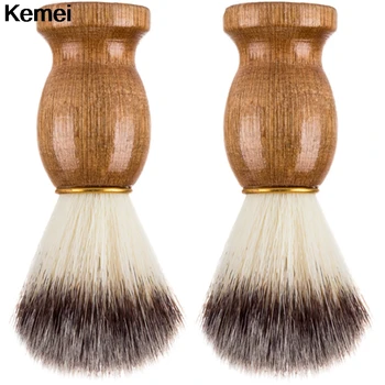 

Kemei Shaving Brush Badger Hair Barber Salon Facial Beard Cleaning Appliance Shave Cleaner Tool Razor Brush Wood Handle Men