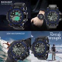 Роскошные Мужские Аналоговые Цифровые Военные Спортивные СВЕТОДИОДНЫЙ водонепроницаемые наручные часы новые электронные спортивные часы