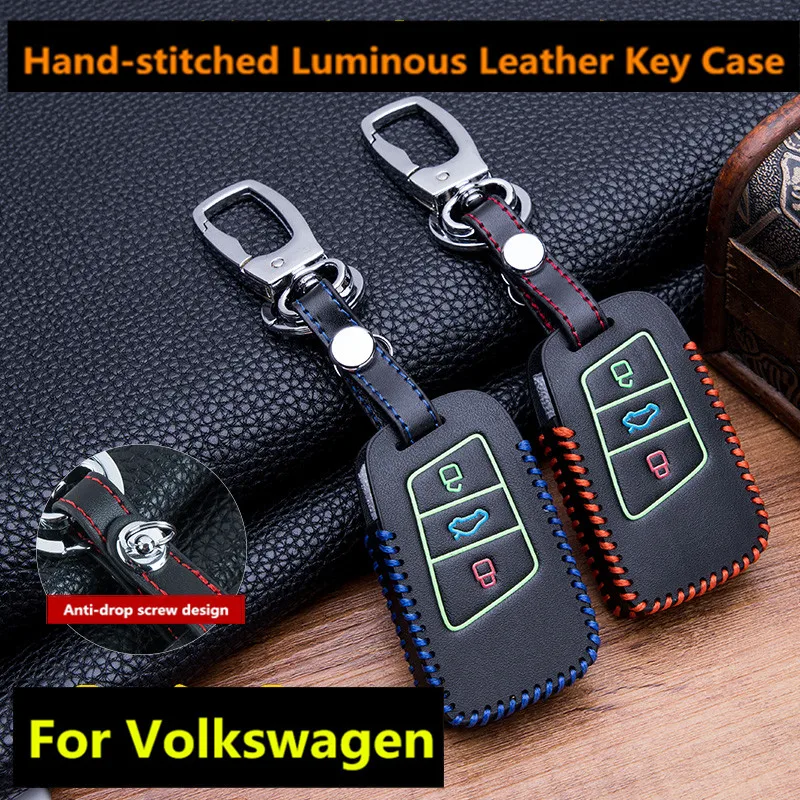 

Luminous Leather Car Key Remote Cover Case For Volkswagen VW Tiguan MK2 2017 2018 2016 Magotan Passat B7 B8 CC Magotan R36 B7L