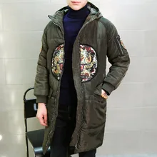 2017 Sale Winter Jackets Mens New Winter Wind Chinese Long Cotton Padded Jacket Embroidered Robes Korean Slim Thickened Male