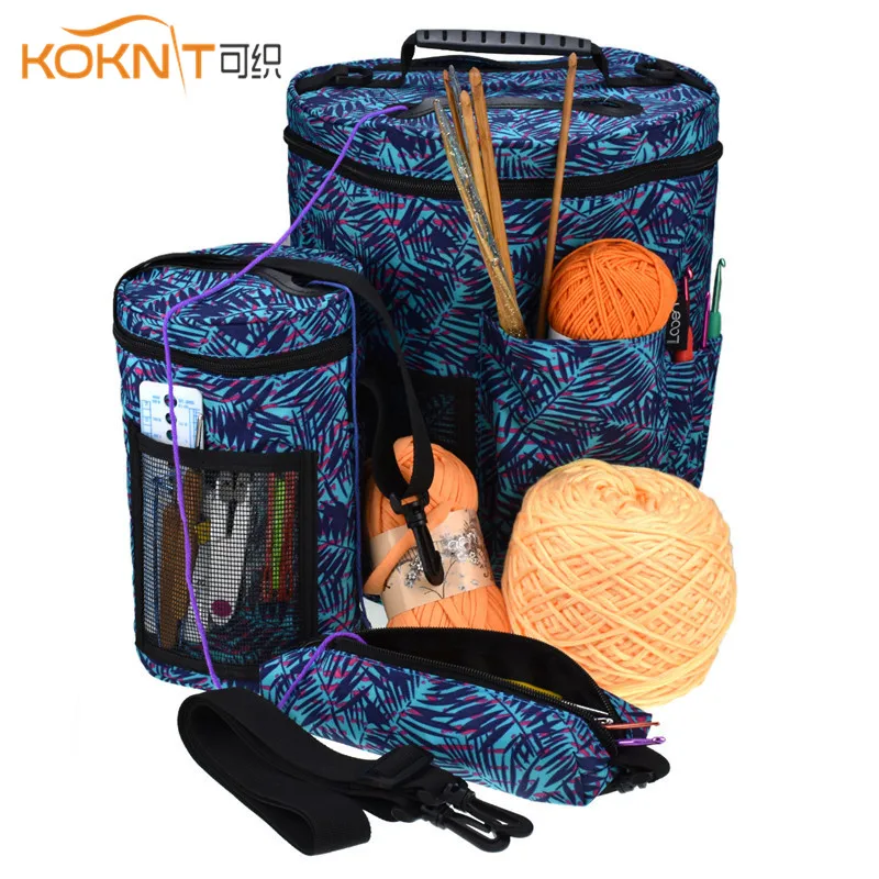 

KOKNIT Yarn Knitting Needles Storage Case for Yarn Projects Carry Crochet Holder Pocket 3size Women Home Organizer Sewing Bag