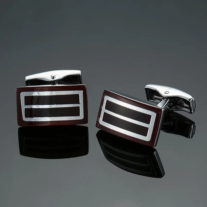 Высокое качество Эмаль Медь Материал Лазерная металлическая линия, решетки манжеты Модные мужские французские рубашки манжеты запонки - Окраска металла: Red black enamel