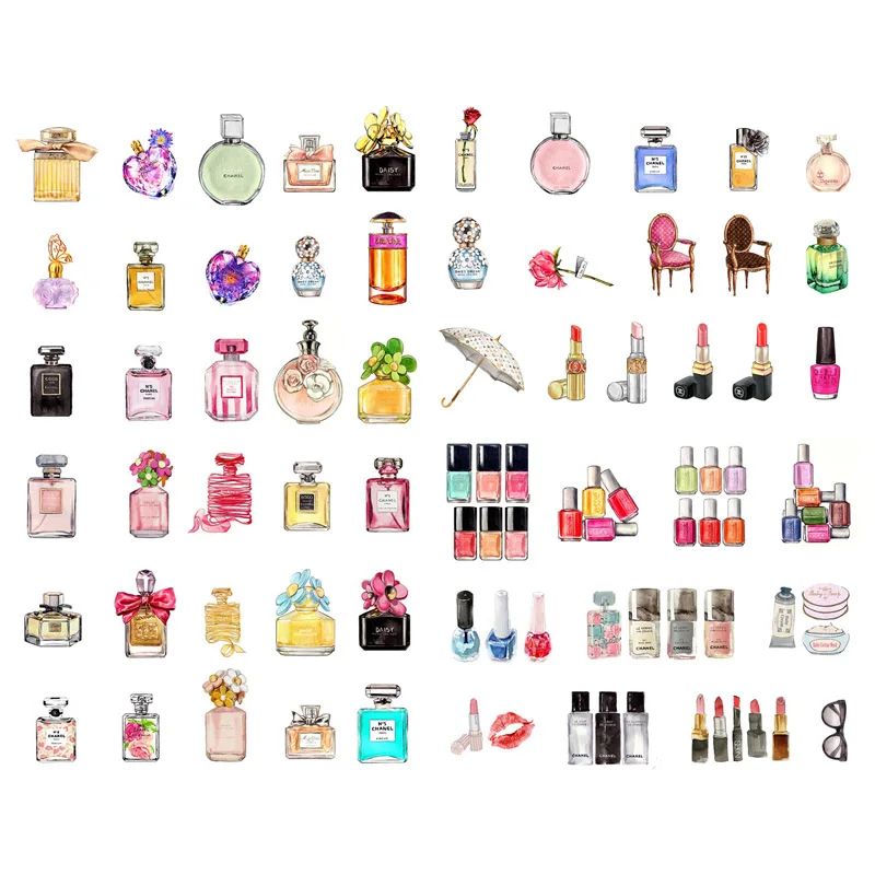 1 PCS Woman Perfume Bottle Cosmetics Cute Aesthetic Book Journal Stickers Scrapbooking Stationery Sticker Flakes Art Supplies | Канцтовары