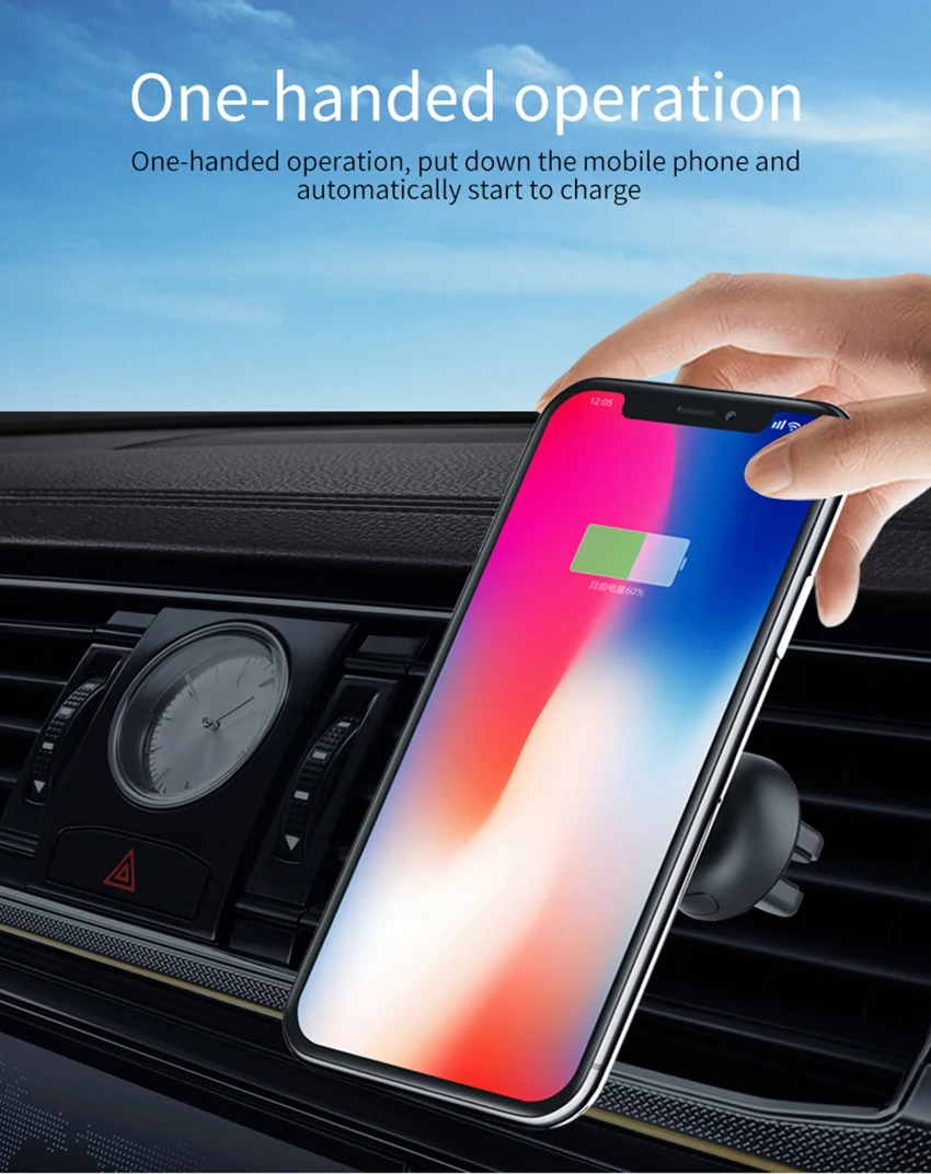 07Wireless Car Charger Magnetic Holder QI Fast Charging Mount for Iphone 88 Plus
