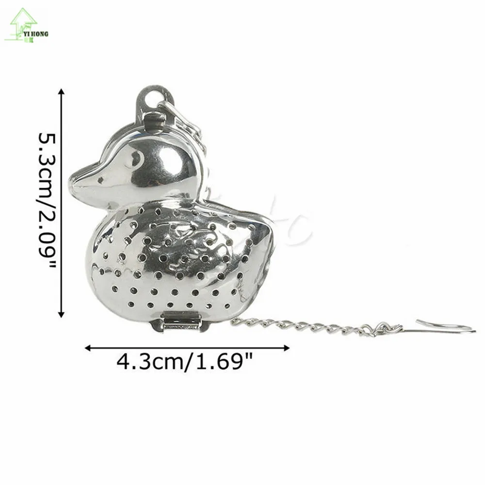YI HONG Bebek Bentuk Stainless Steel Rantai Bola Daun Teh Infuser