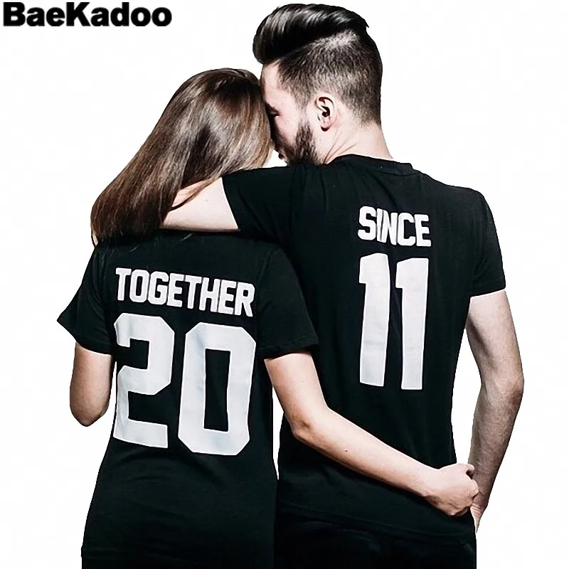 BAEKADOO Couple clothing TOGETHER SINCE 2011 Print T shirt