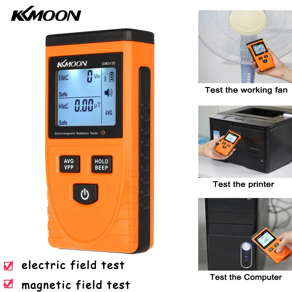 

KKmoon Digital LCD Electromagnetic Radiation Detector Portable EMF Meter Dosimeter Tool geiger Cunter for Computer Phone