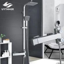 Uythner Ванная комната смесителя Chrome дождь кран-смеситель для ванной и душа смеситель для ванны и душа коснитесь Смесители для ванной и душа набор для душа
