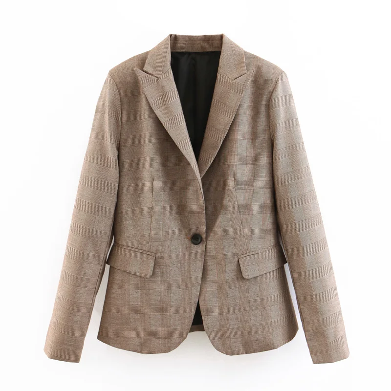 Plaid Suit Set Female 2019 Spring and Autumn New Women's Plaid Slim Suit Blazer Low Waist Straight Pants Two-piece Set