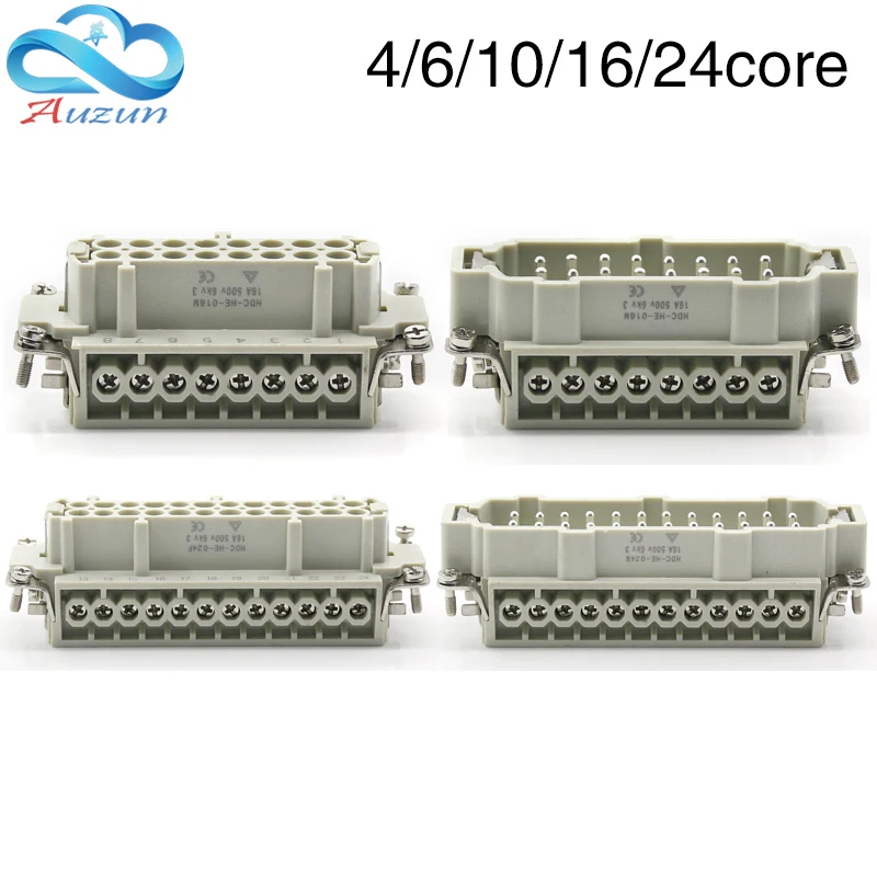 Hdc-he-4/6/10/16/24core сверхмощный автомобильный соединитель 16A500v авиационная вставка core