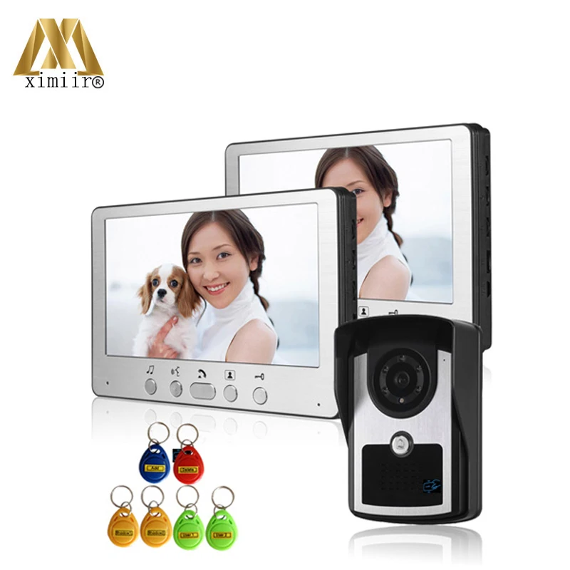 cheap 125KHz RFID Access Control Video Door Phone Hands Free Video Door Phone With 6pcs IR Cameras Wired Video Intercom 815FCID12