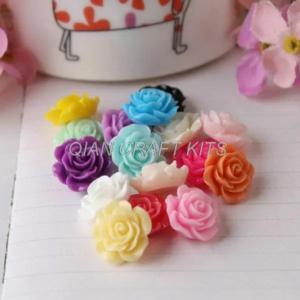 300pcs mixed sizes colors 10mm 30mm Resin Flowers Bloom Roses Cabochons flatback decoden kit D25 display|flower flower|kit kitsdisplay |