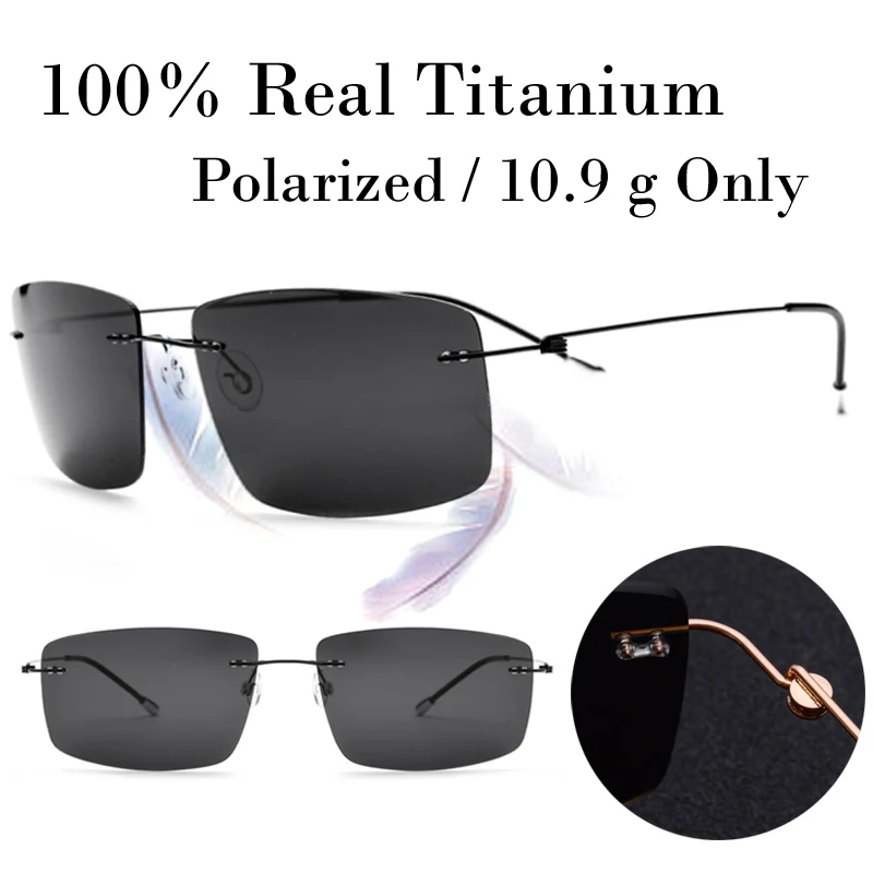 100 Real Titanium No Screw Rimless Sunglasses Men Brand Designer d