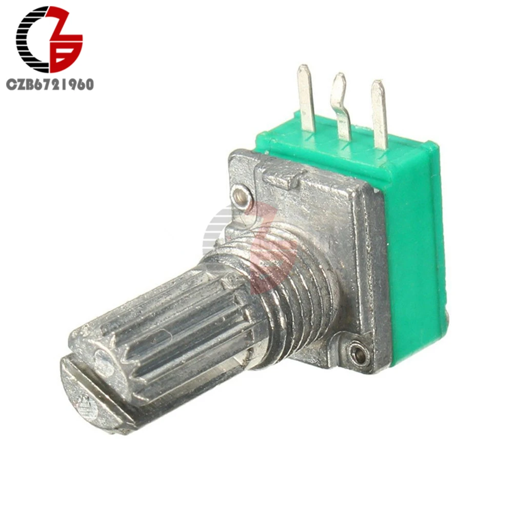 

10Pcs 6mm B10K 3Pin Single Linear Rotary Potentiometer 15mm Knurled Shaft Potentiometers 10K Ohm with Nuts Washers