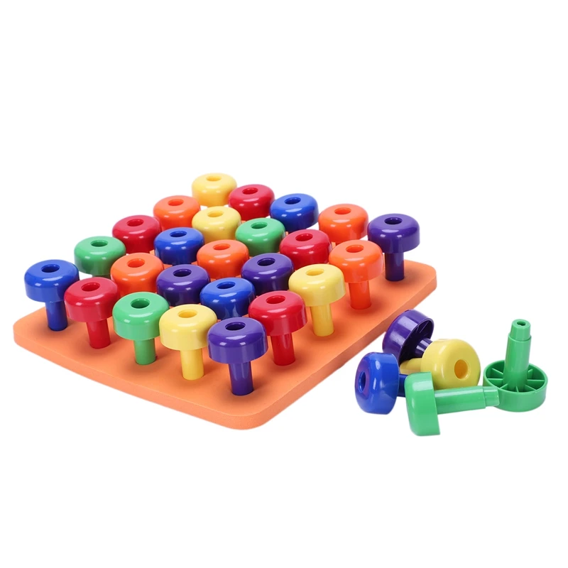 

Children'S Nail Plate Mushroom Nail Children'S Educational Jigsaw Spell Insert Blocks Intelligence Toy Early Edu