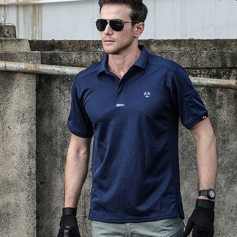2019 Nuovi Uomini di Polo Militare Camicia Traspirante Esercito Combattimento Tattico Polo Maschio Navy Blu Quick Dry Manica Corta Polo Camicette