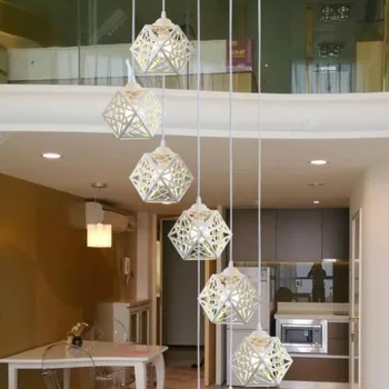 

Custom creative industrial wind stair light loft apartment jump layer long Pendant Lights American duplex floor lamp wf4251539