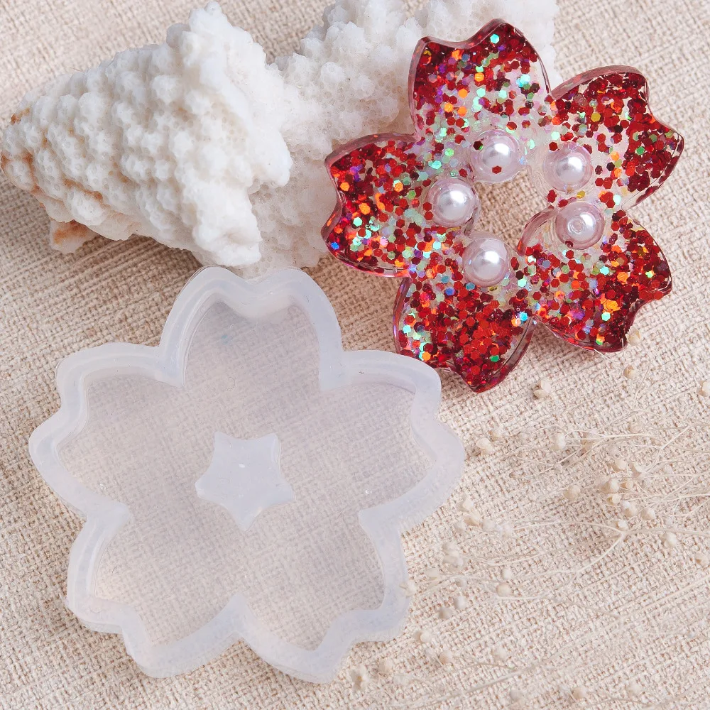 Силиконовые формы смолы для изготовления ювелирных изделий Цветок сакуры белый 51 мм(") x 49 мм(7/"), цельнокроеное платье