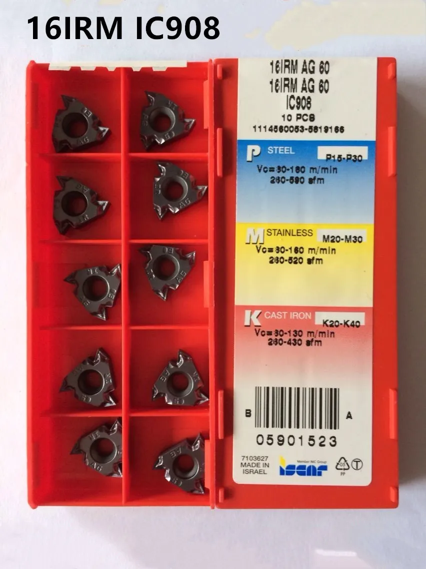 Iscar 16IRM AG60 IC908 ЧПУ 16ERM AG55 1 5 2 3 твердосплавные вставки для резьбы токарный