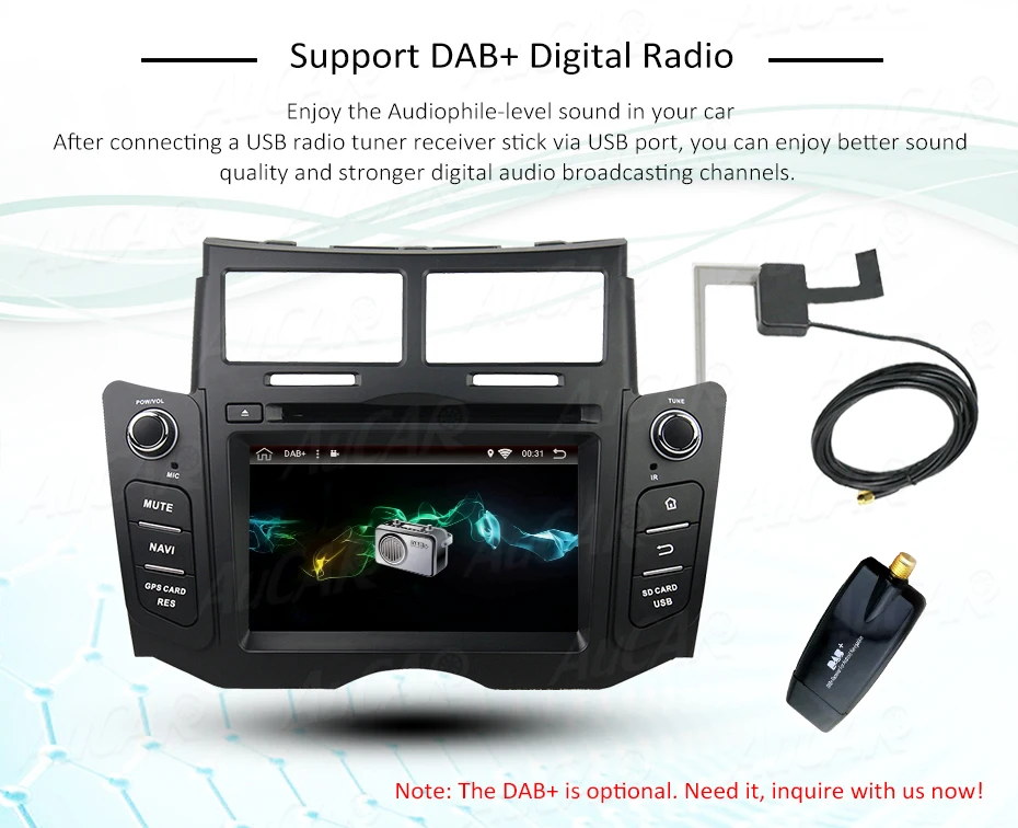 Flash Deal Android 8.0 6.2" Touch Screen for Toyota Yaris car dvd 2005 - 2011 Car GPS Multimedia Bluetooth GPS Radio WIFI 4G Stereo AUX 11
