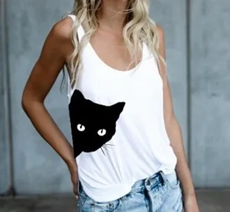 

2020 summer new best selling foreign trade sling cat head print vest sleeveless JX2018