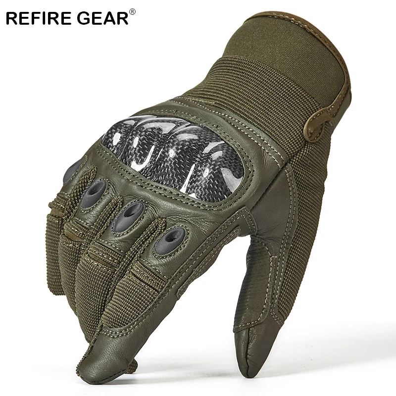 

ReFire Gear US Army Soldier Tactical Full Finger Gloves Men Hard Knuckle Outdoor Hiking Gloves Male Shoot Combat Military Gloves