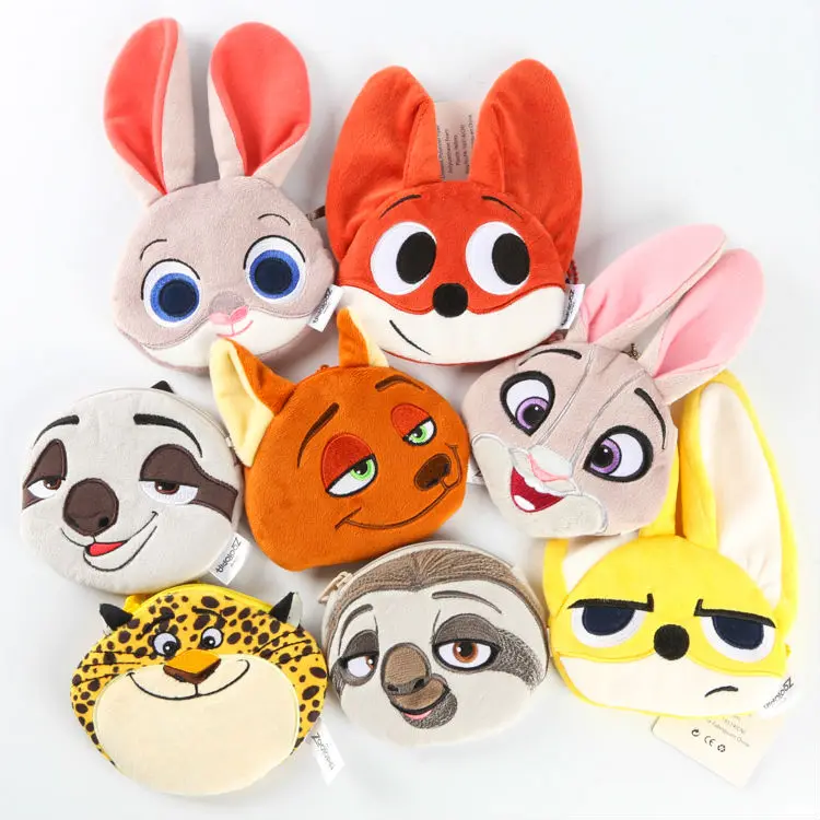 80 pcs/lot anime zootropolis plush coin pocket judy nick