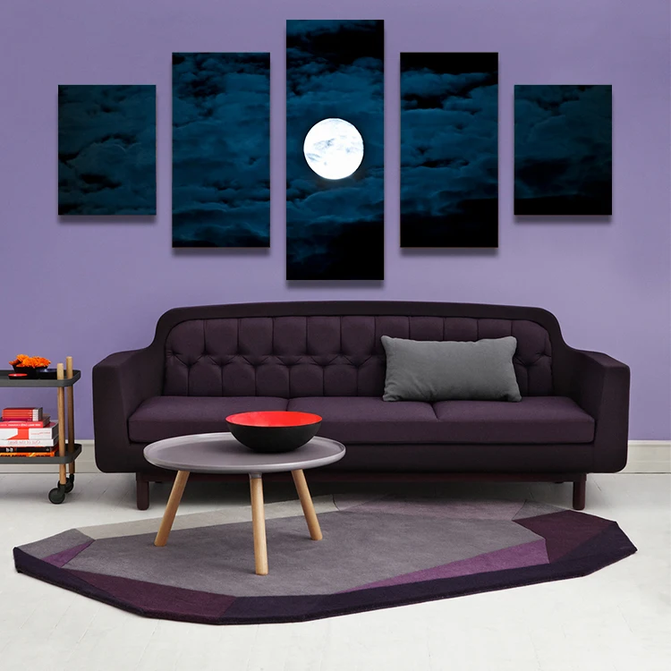 

5PCS Home Decor Canvas Wall Art Decor Painting MOON AT NIGHT Wall Picture Canvas Art Print from Photo on Canvas for the Home