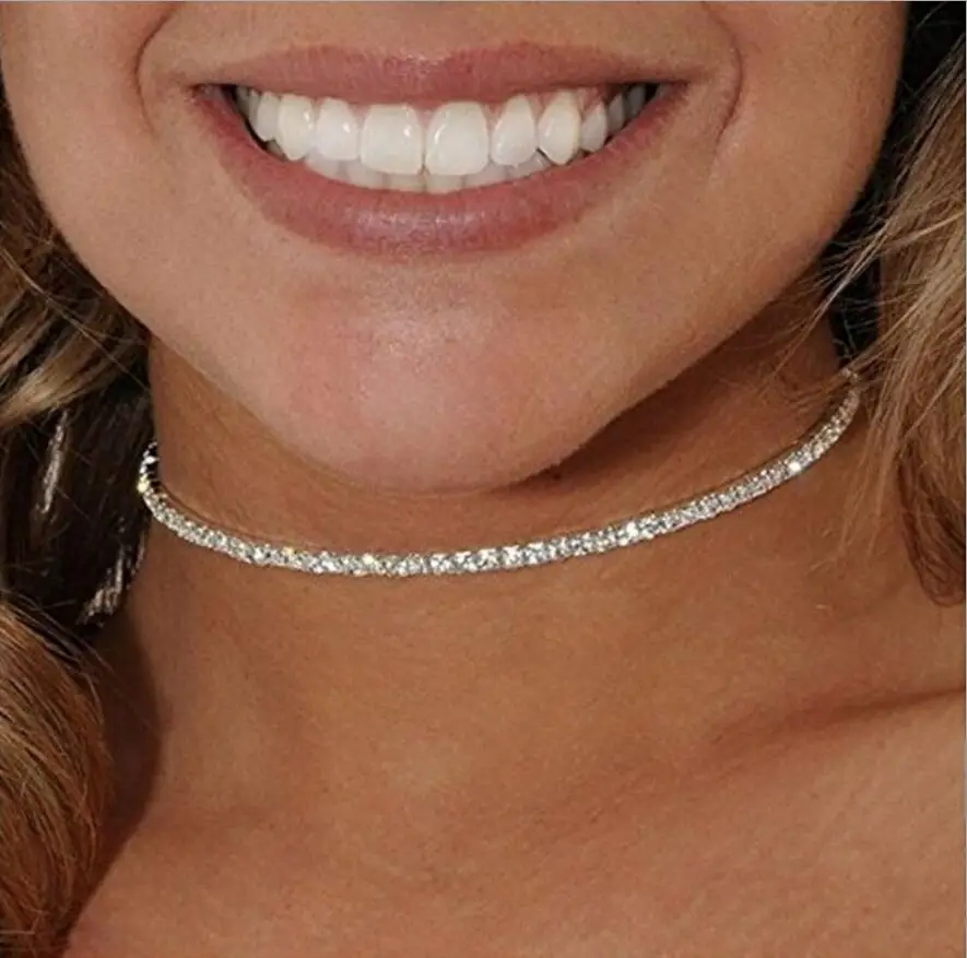 Crystal Choker Necklace Rhinestone Pendant Jewelry Collar Necklace for