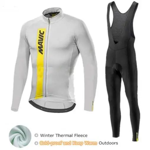 

Mavic Men's Cycling Jersey 2018 Pro Team Winter Cycling Set Thermal Fleece Cycling Clothing Maillot Ropa Ciclismo Invierno Suit