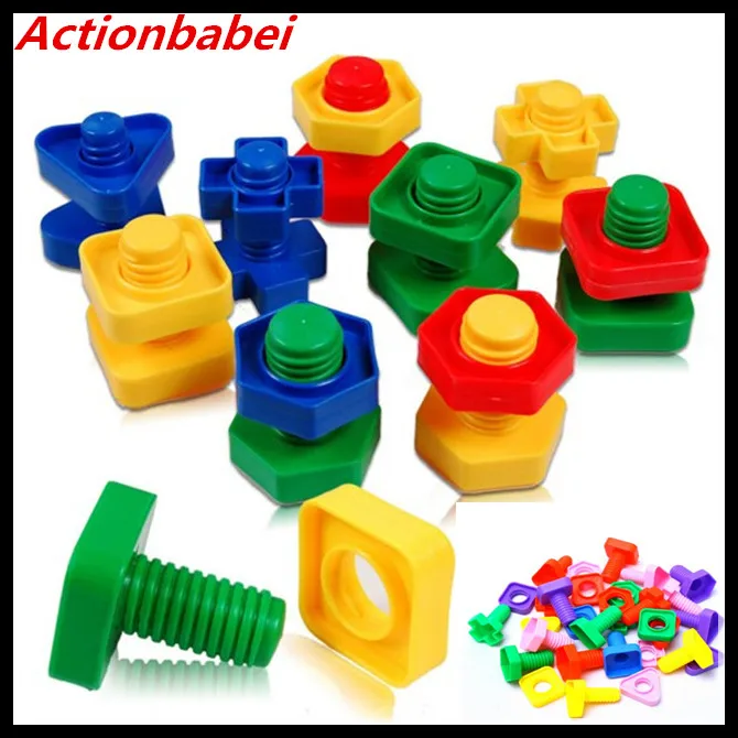 

Actionbabei New 4pairs/lot Screw building blocks plastic insert blocks nut shape toys for children Educational Toys scale models