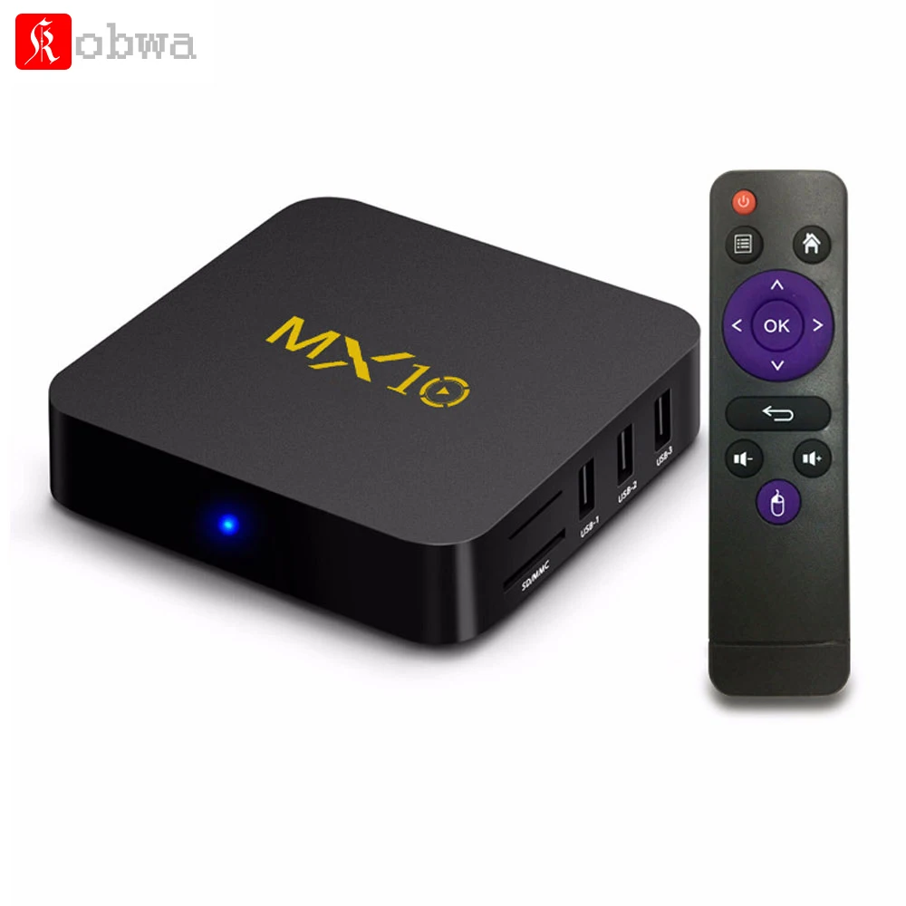 

KOBWA MX10 Smart TV BOX Android 9.0 Rockchip RK3328 DDR4 4GB Ram 64GB Rom IPTV Smart Set-top Box 4K HDR H.265 Media Player