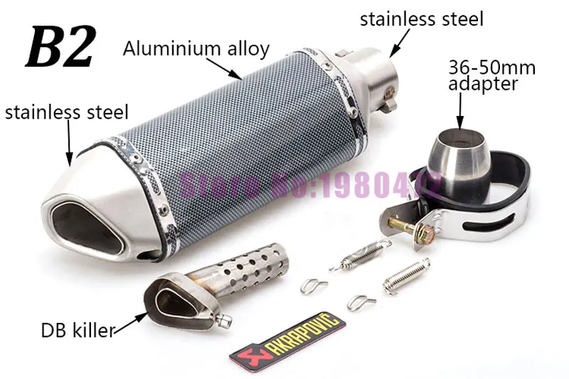 51mm Akrapovic silenciador de la motocicleta pequeña Hexagonal silenciador de Escape con Db asesino Ninja250/HL300/ZX6R silenciador de Escape escapar