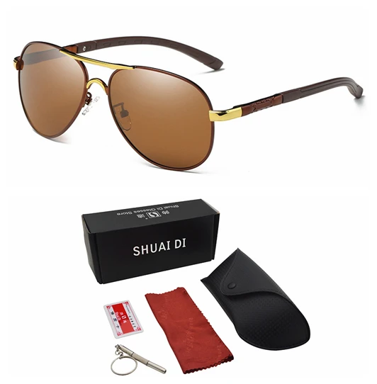 Для мужчин солнцезащитные очки Брендовая Дизайнерская обувь Pilot, Поляризационные солнечные очки, оправа из сплава металлов, мужские солнцезащитные очки UV400 - Цвет линз: C5 with Case