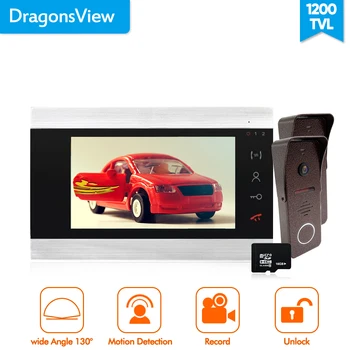 

Dragonsview 4 wire Video Intercom Motion Dectection Wired Video Doorbell Camera 1200TVL Recording Unlock 7 Inch Touch Button