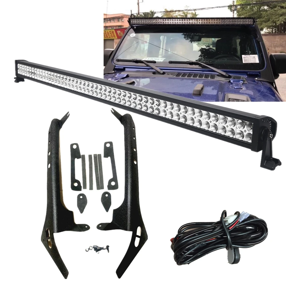 Для Jeep Wrangler JL 52 дюймов светодиодный рабочий светильник с верхним монтажным кронштейном на лобовое стекло стальные аксессуары для Jeep JL
