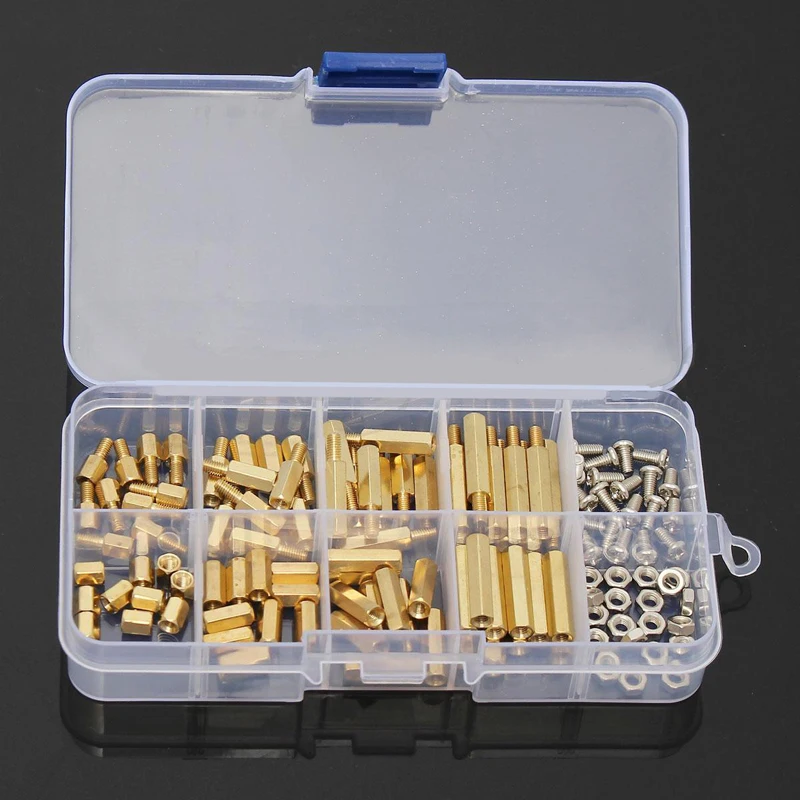 120pcs M3 Brass Male Female Hex Spacers Screw Nut Assortment Kit Stand