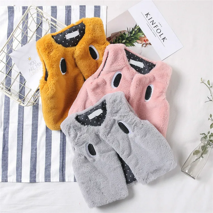 Baby Vest Faux Fur Coat Girls Kids Vest Warm Fur Vest For Girls Embroidery Winter Kids Waistcoats Toddler Girl Winter Clothes   100