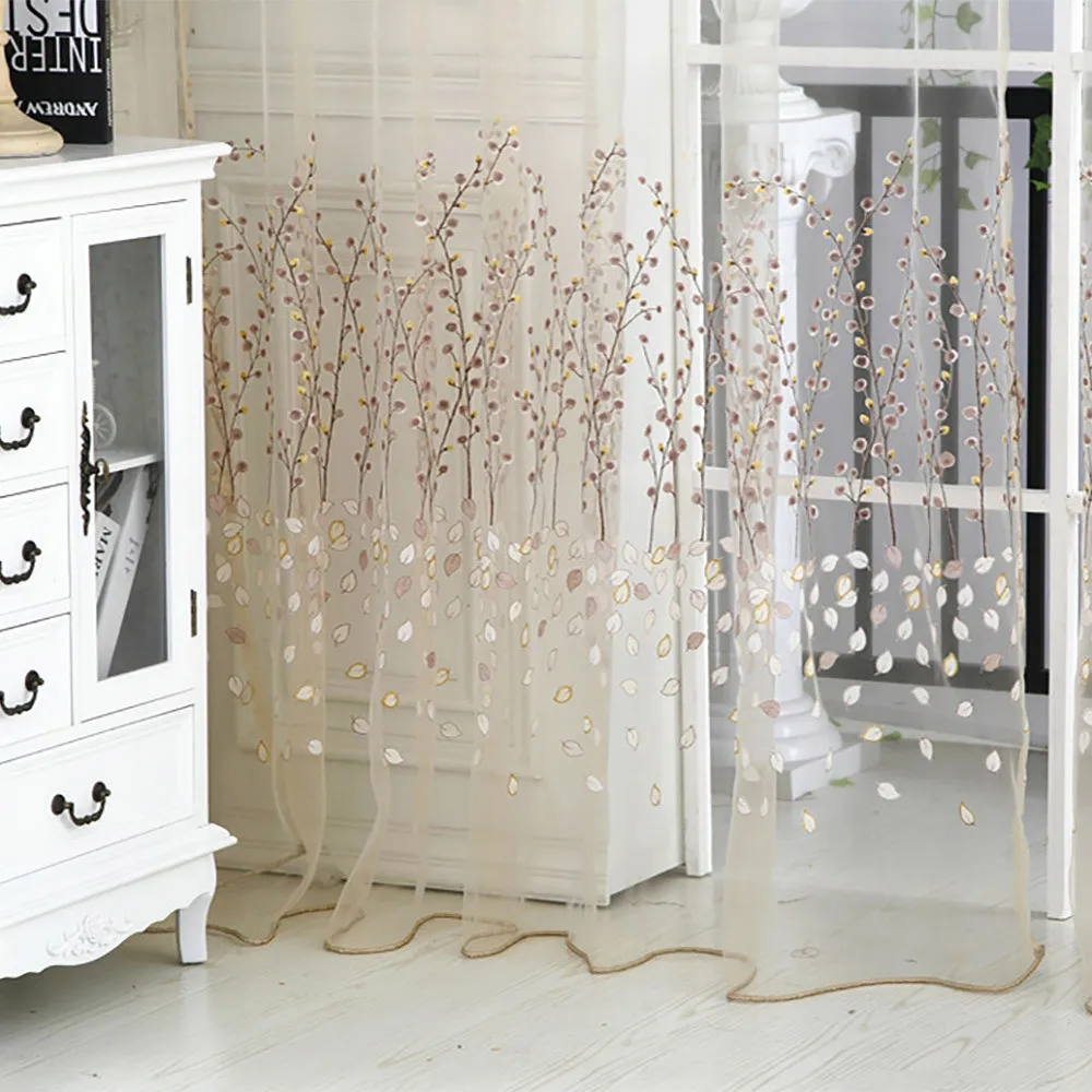 

Wholesale Wintersweet Curtain Tulle Window Treatment Voile Drape Valance 1Panel Fabric Lower Open Roman Curtain