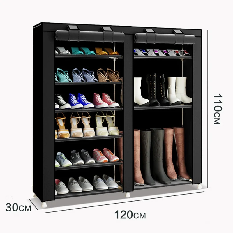 Fashion minimalist creative non-woven double-row home shoes organizer modern shoes cabinet shoes closet multi-purpose shoes rack