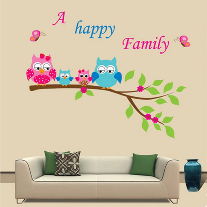 DIY Owl Cartoon Wall Stickers Removable Art PVC wall stickers for the